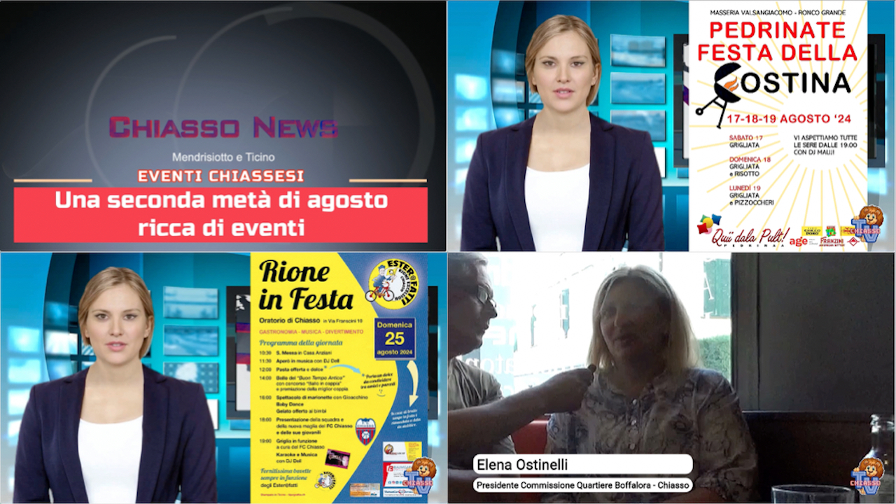 'Chiasso News 16 agosto 2024 - Eventi dei prossimi fine settimana' episoode image